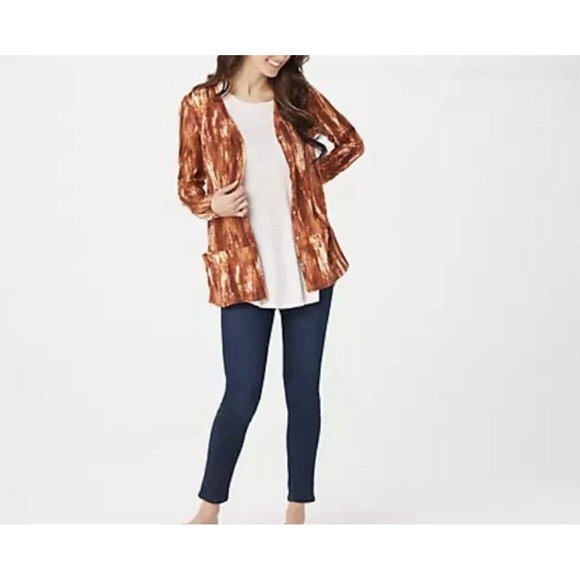 LOGO by Lori Goldstein Water Color  Button Down Blouse - Picture 2 of 11